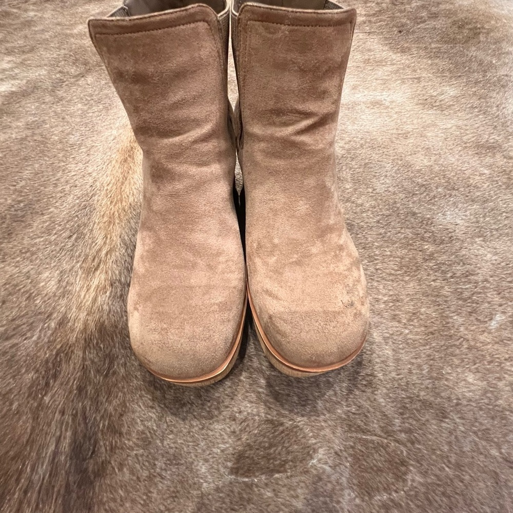 Pierre Dumas Taupe Suede Ankle Booties